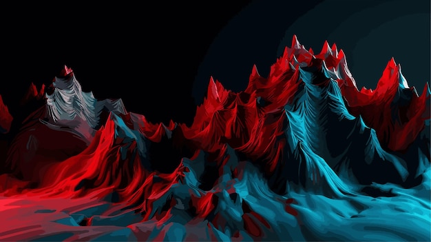 Vector montaña roja con paisaje de gradiente