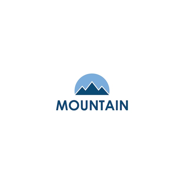 montaña simple con vector de logotipo de medio círculo