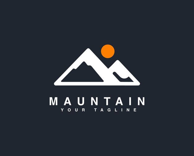 montaña y sol viajes al aire libre y aventura plantilla de diseño de logotipo vintage