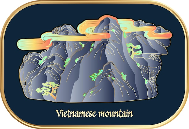 Vector montaña vietnamita decoración tradicional vietnamita arte asiático