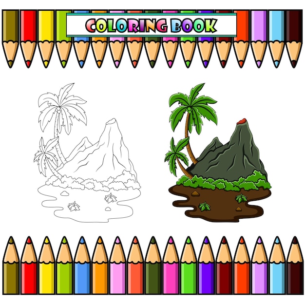 Montaña del volcán para colorear libro