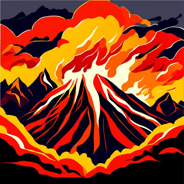 Montaña volcánica en erupción