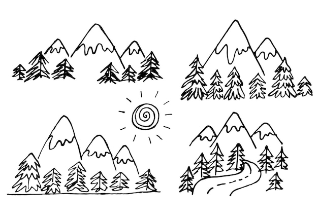 montañas y bosque