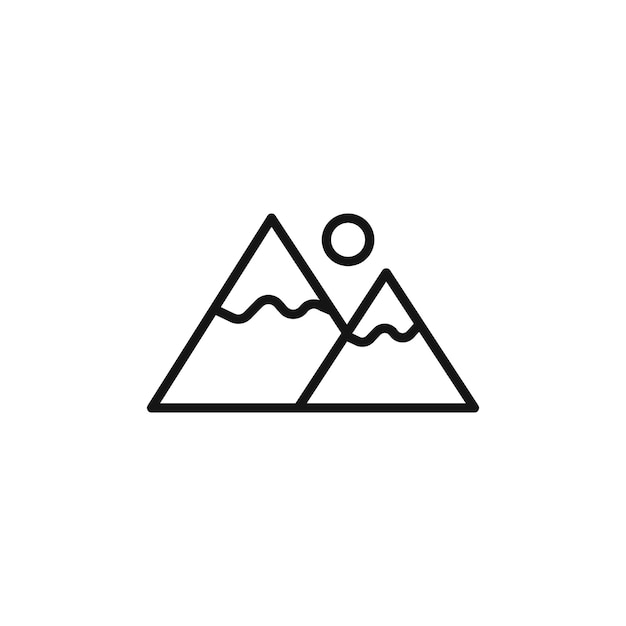 Montañas escénicas Icono para viajes, senderismo y aventuras al aire libre