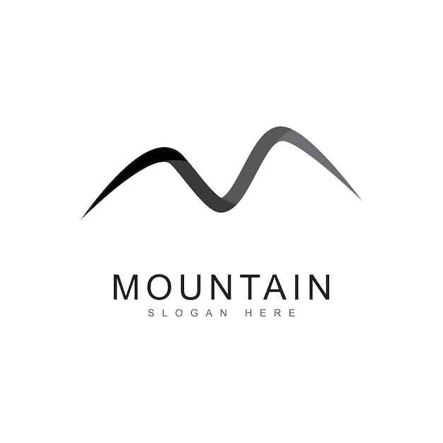 montañas en un icono de diseño de fondo blanco