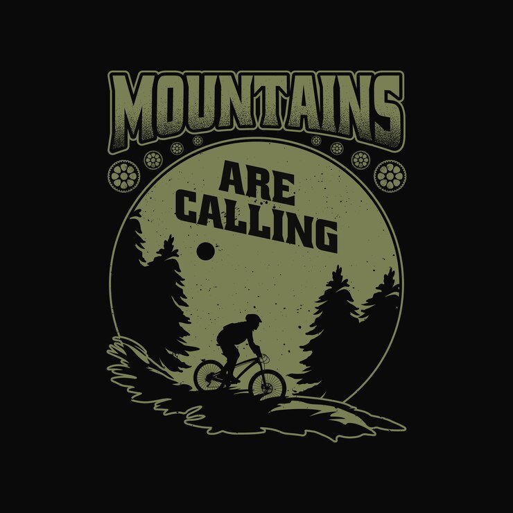 Las montañas llaman a las aventuras en bicicleta de montaña Diseño de camisetas