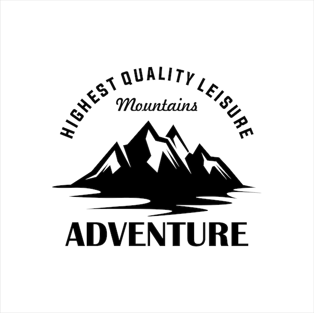 Montañas logo emblema vector ilustración expedición de aventura al aire libre
