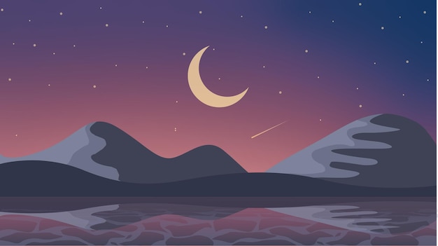 montañas y luna