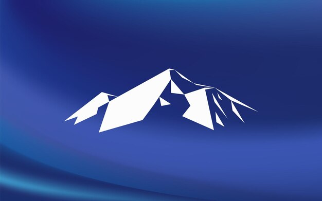 Montañas de nieve pico Everest logotipo muchos triángulos blancos fondo azul
