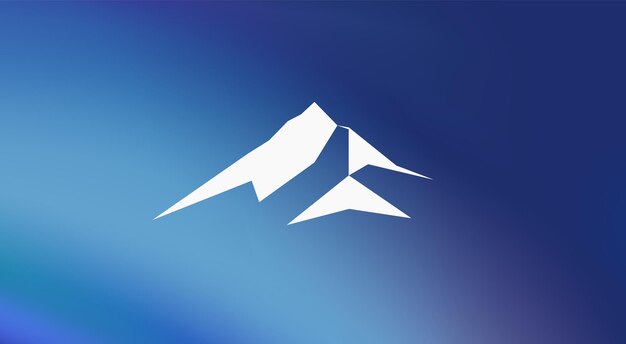 Montañas de nieve pico Everest logotipo Muchos triángulos fondo azul