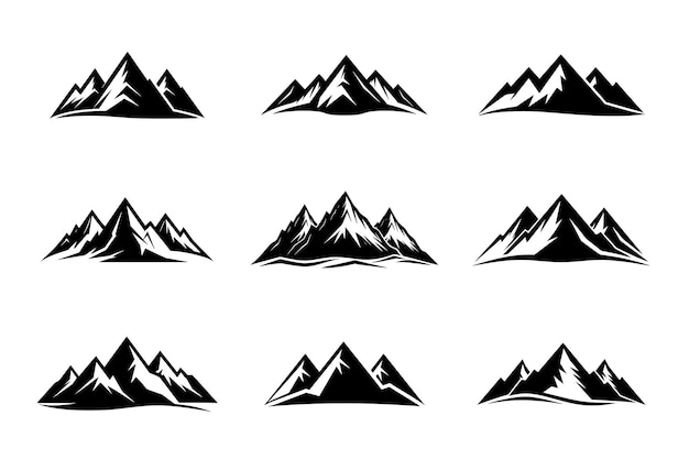 Montañas silueta simple y limpia de la naturaleza diseño vector ilustración paquete