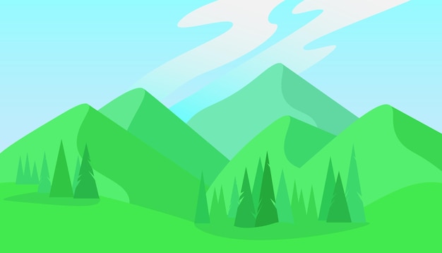 Montañas de verano en colores brillantes Vector de fondo para el diseño Turismo paisaje viaje aventura