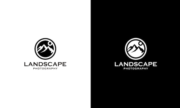 Montar diseños de logotipos de fotografía de paisajes.