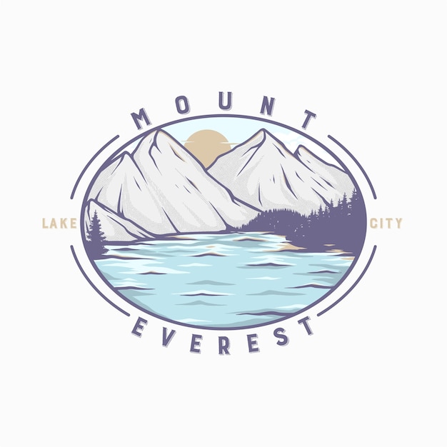 monte everest con el logo vintage del río