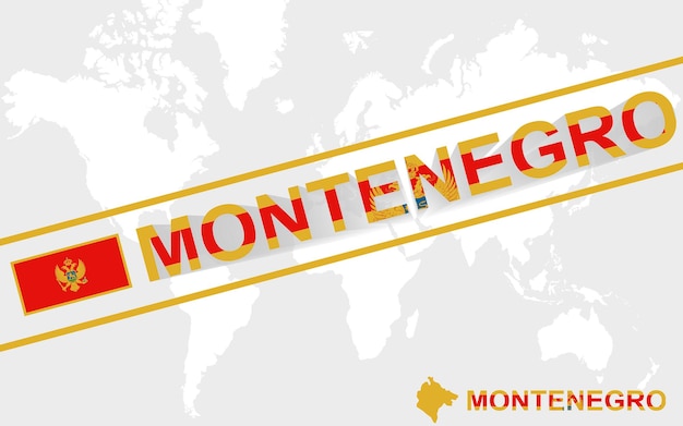 Montenegro mapa bandera y texto ilustración
