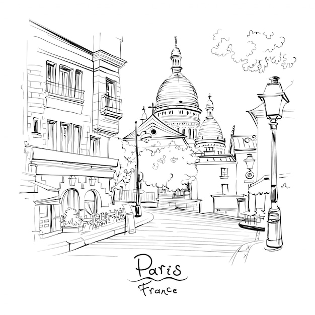 Vector montmartre en paris, francia