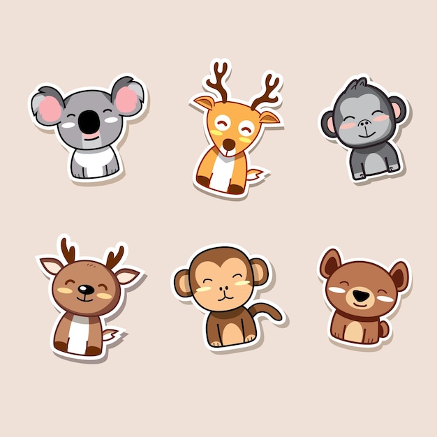 Un montón de animales de dibujos animados en una ilustración vectorial vibrante con un estilo alegre y lúdico