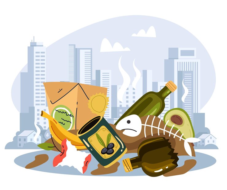 Vector montón de basura concepto vector plano dibujos animados diseño gráfico ilustración