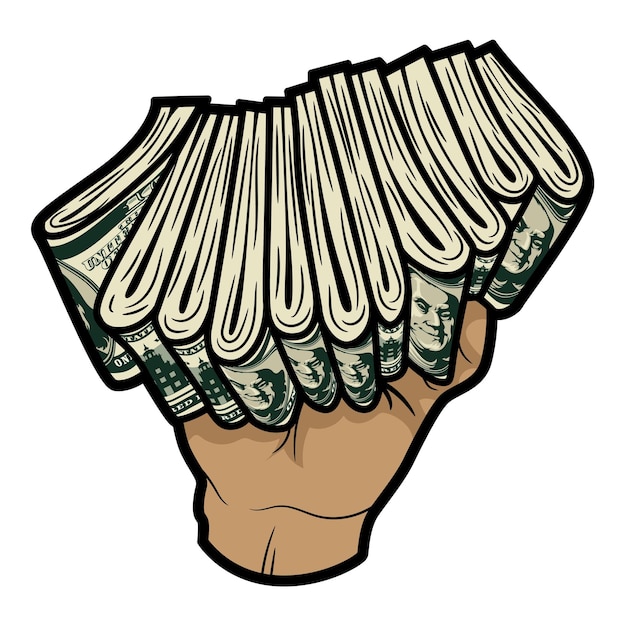 un montón de dinero a la mano