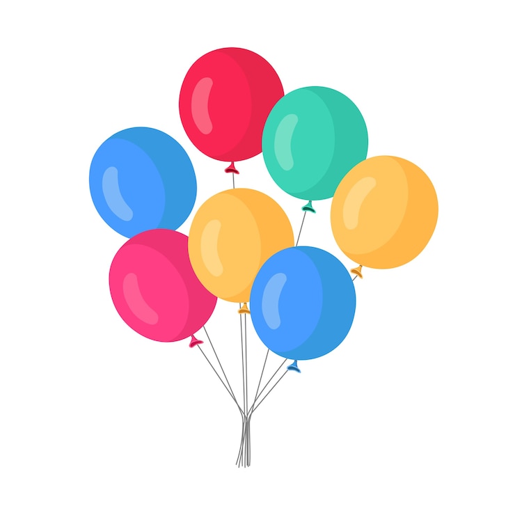 Vector montón de globo de helio, bolas de aire voladoras. feliz cumpleaños, vacaciones. decoración de fiesta