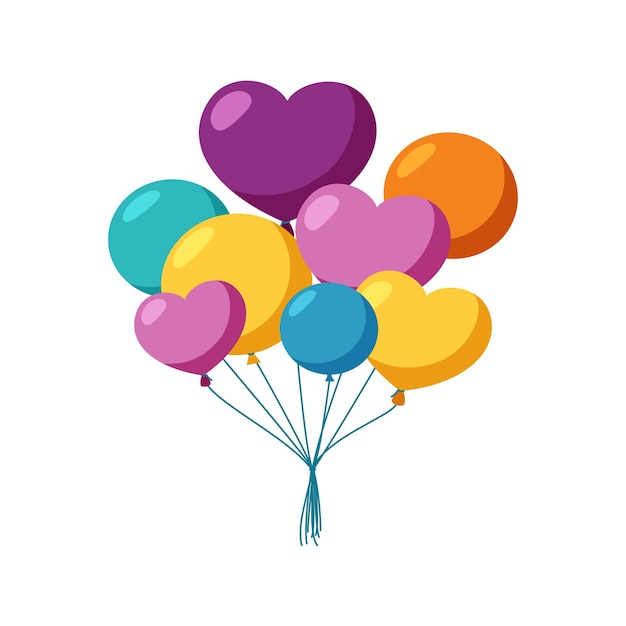 Montón de globos de colores Globos voladores para una fiesta o celebración Ilustración de vector plano