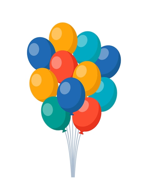 Montón de globos para cumpleaños y fiesta Globo volador con cuerda Icono plano para celebrar