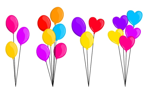 un montón de globos con diferentes formas de colección