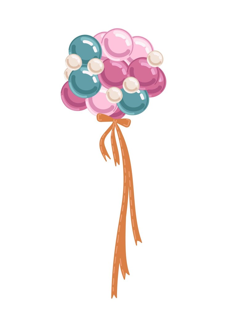 Vector montón de globos en estilo plano de dibujos animados aislado sobre fondo blanco conjunto de vectores
