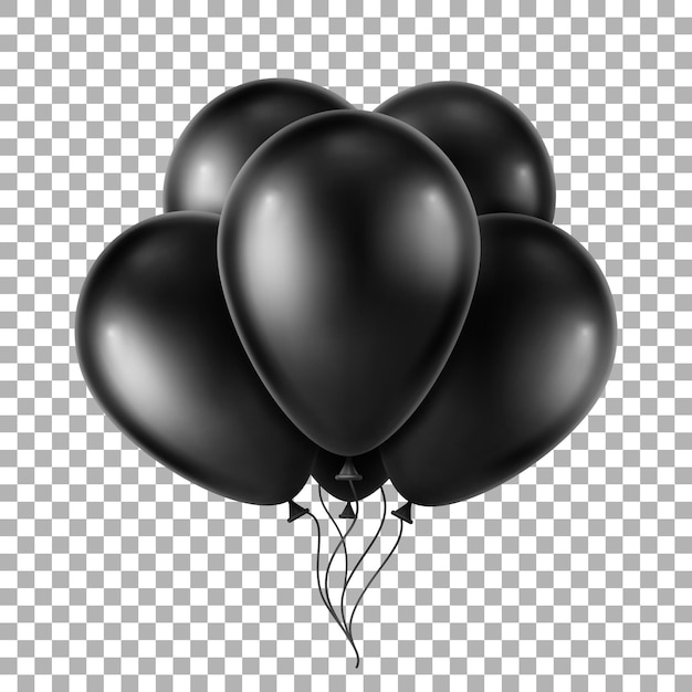 Vector montón de globos de helio negro 3d ilustración vectorial realista