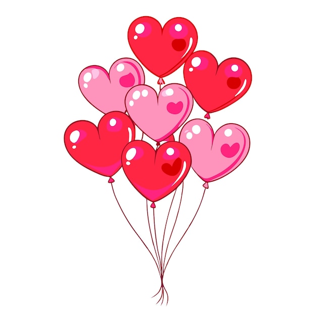 un montón de globos rosados con corazones en ellos