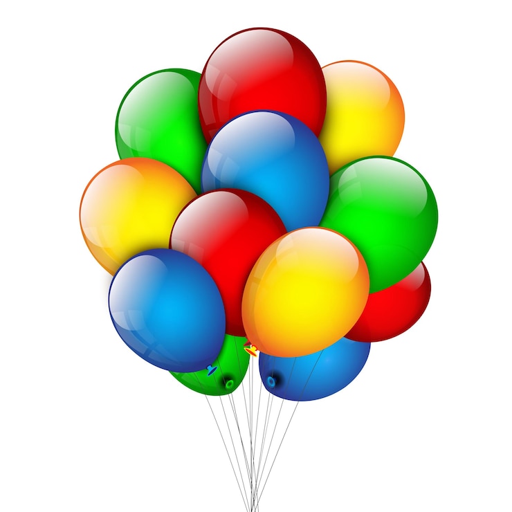 Vector montón de globos sobre un fondo blanco.
