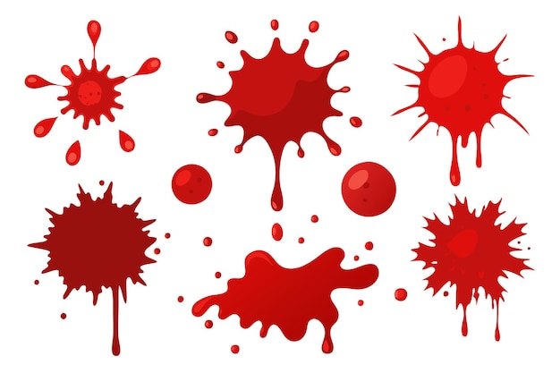 un montón de gotas de sangre con un fondo blanco