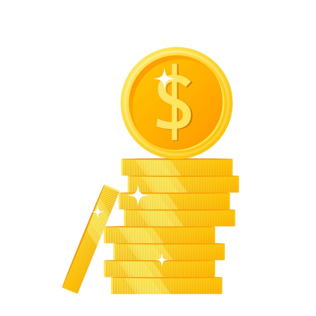 Montón de moneda de oro dinero dibujos animados vector ilustración objeto aislado