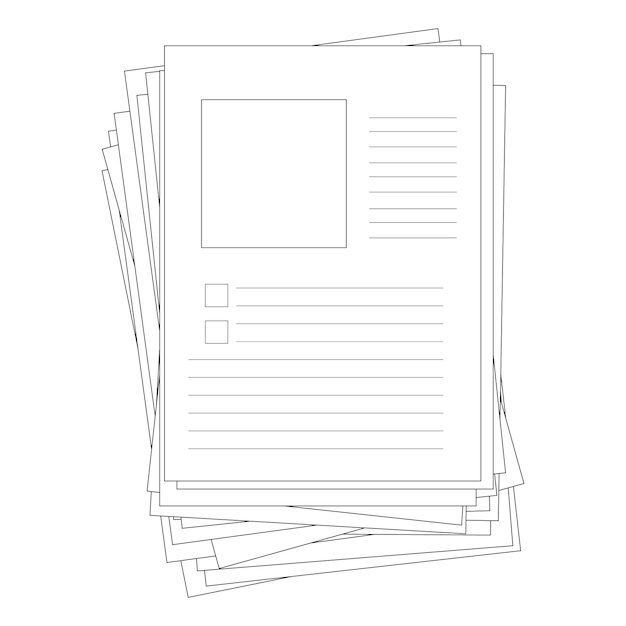 Montón de papel Pilas de documentos en papel Planeadores plegados Archivos sobre un fondo blanco