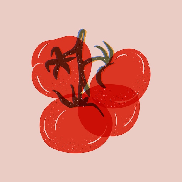 Vector un montón de tomates es una imitación de risoprint grunge.