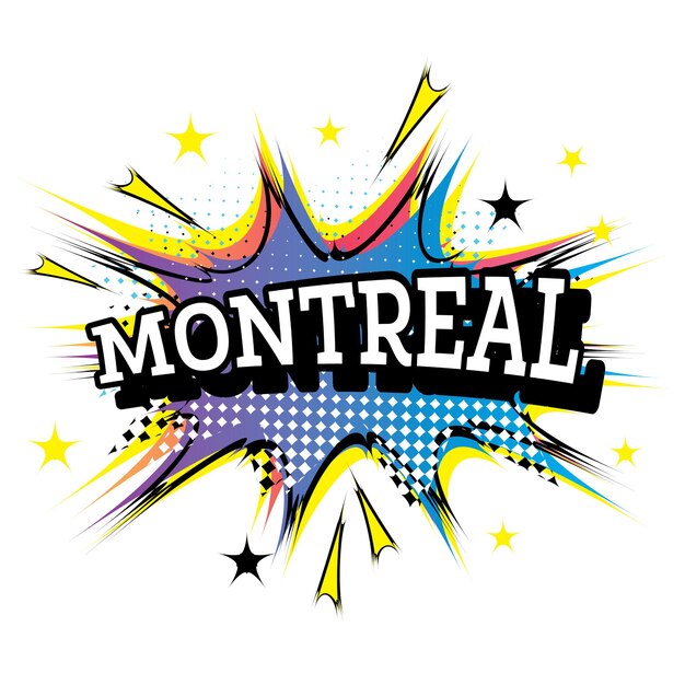 Montreal, Canadá, texto cómico en estilo Pop Art.