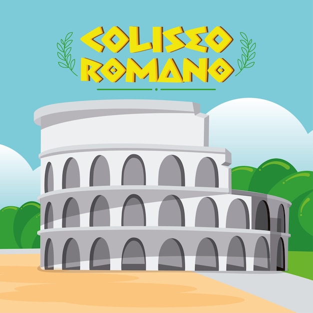 Vector monumento del coliseo romano viaje a italia ilustración vectorial