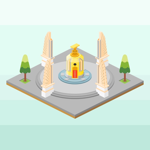 Monumento de la Democracia de Tailandia en Isometric