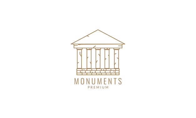 Monumento edificio ruinas línea logo vector icono ilustración diseño