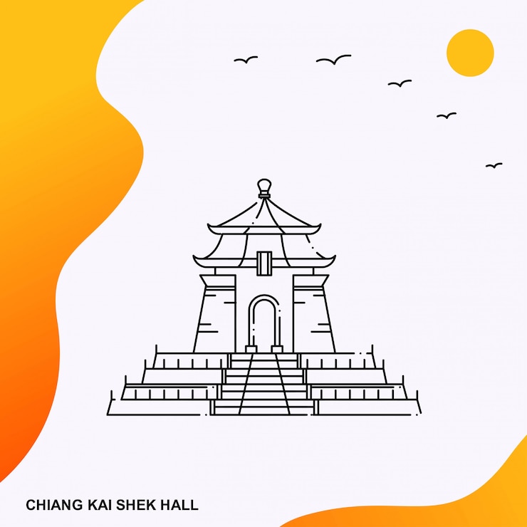 Vector monumento a la sala conmemorativa nacional de chiang kai-shek