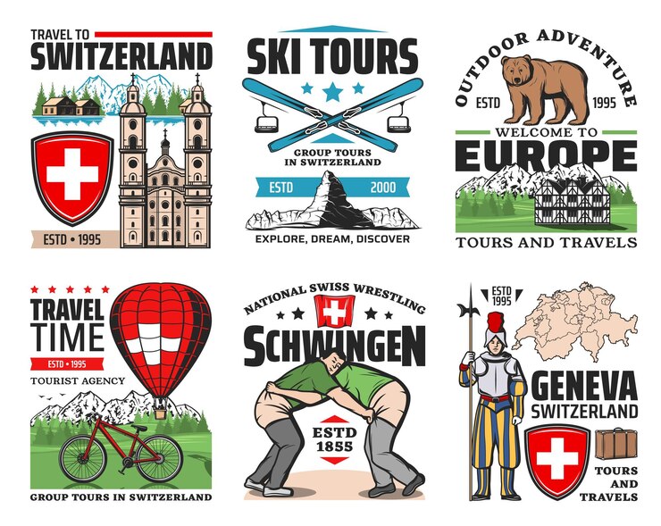 Vector monumentos e iconos de la cultura de suiza