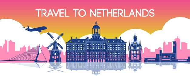 Monumentos famosos de Holanda por estilo de silueta