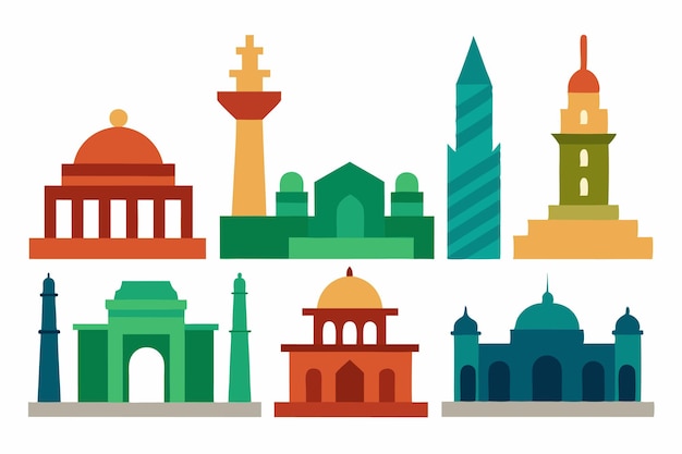 Monumentos nacionales Ilustración vectorial Clipart de dibujos animados y diseño de arte de líneas