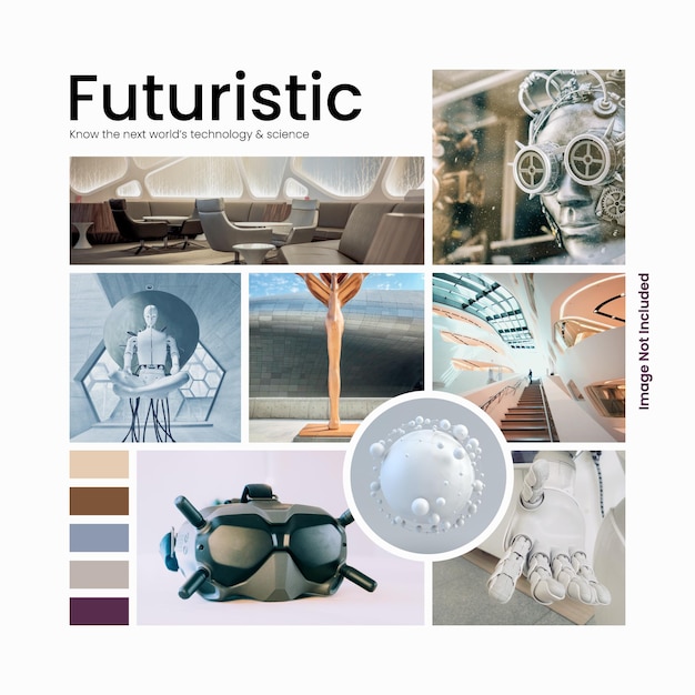 Vector moodboard del mundo futurista