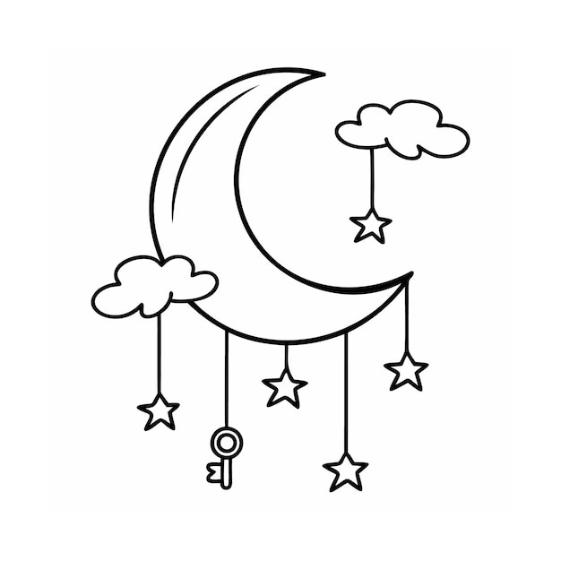 Moon and Stars Baby Mobile Illustration