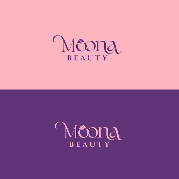 Moona Beauty Diseño del logotipo de la marca de belleza simple y minimalista moderna