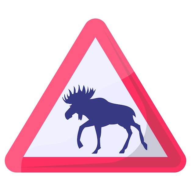 Moose crossing triángulo rojo concepto vector icono diseño, señal de advertencia de guía de tráfico moderna, regulador