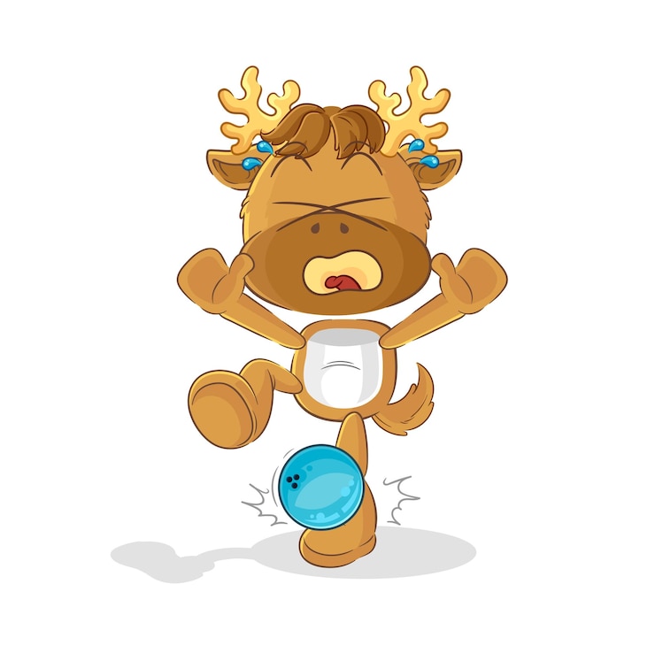 Vector moose hiten por bowling cartoon vector de mascota de dibujos animados