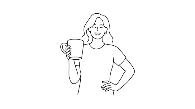 Morning Brew Una persona alegre disfruta de una bebida caliente que captura la esencia de un momento relajado