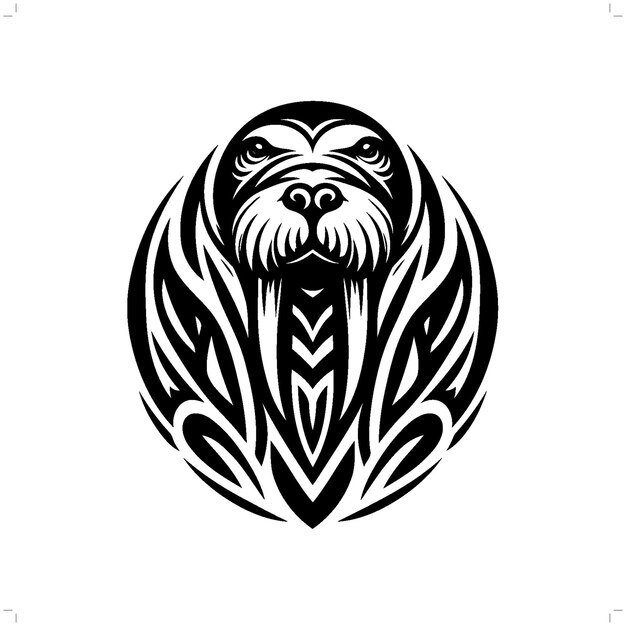 Vector morsa en el tatuaje tribal moderno arte de líneas abstractas de animales contorno minimalista vector